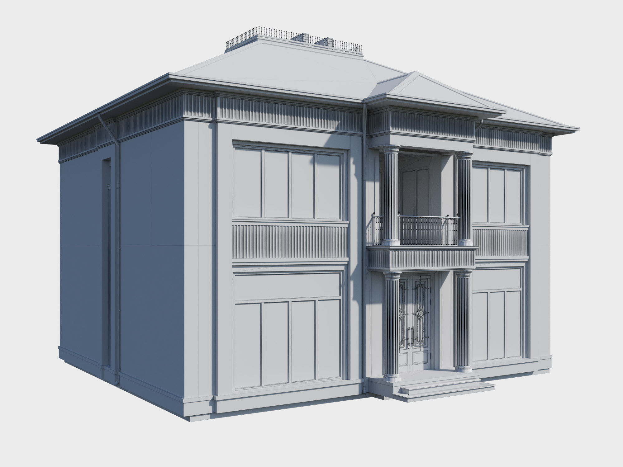 Neo-classic country house 3D model 3D model_3