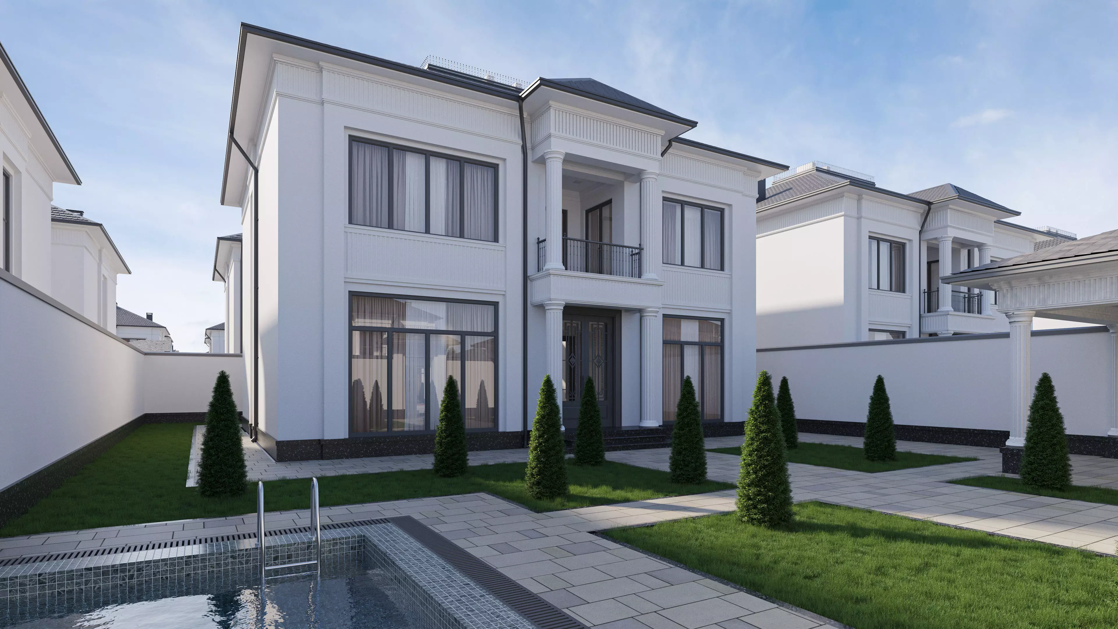 Neo-classic country house 3D model 3D model_0