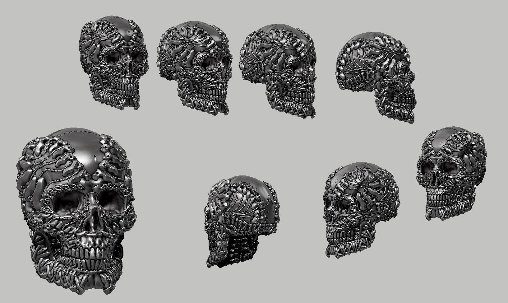 skull robot head a30 3D print model_2