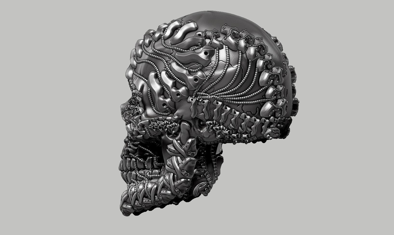 skull robot head a30 3D print model_9
