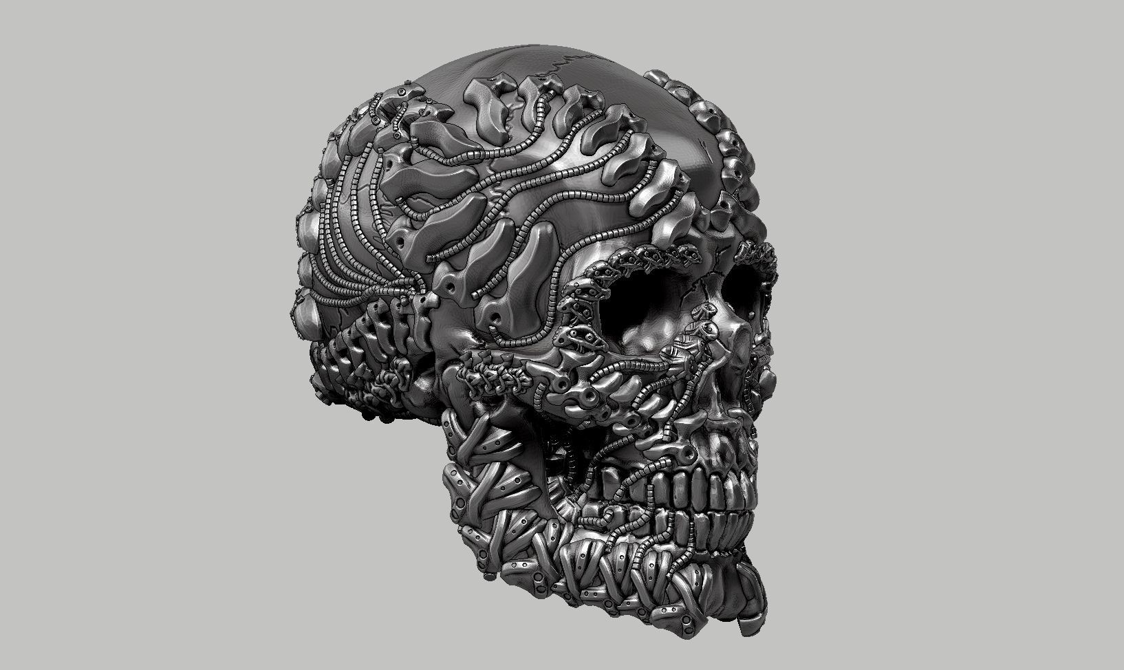 skull robot head a30 3D print model_4