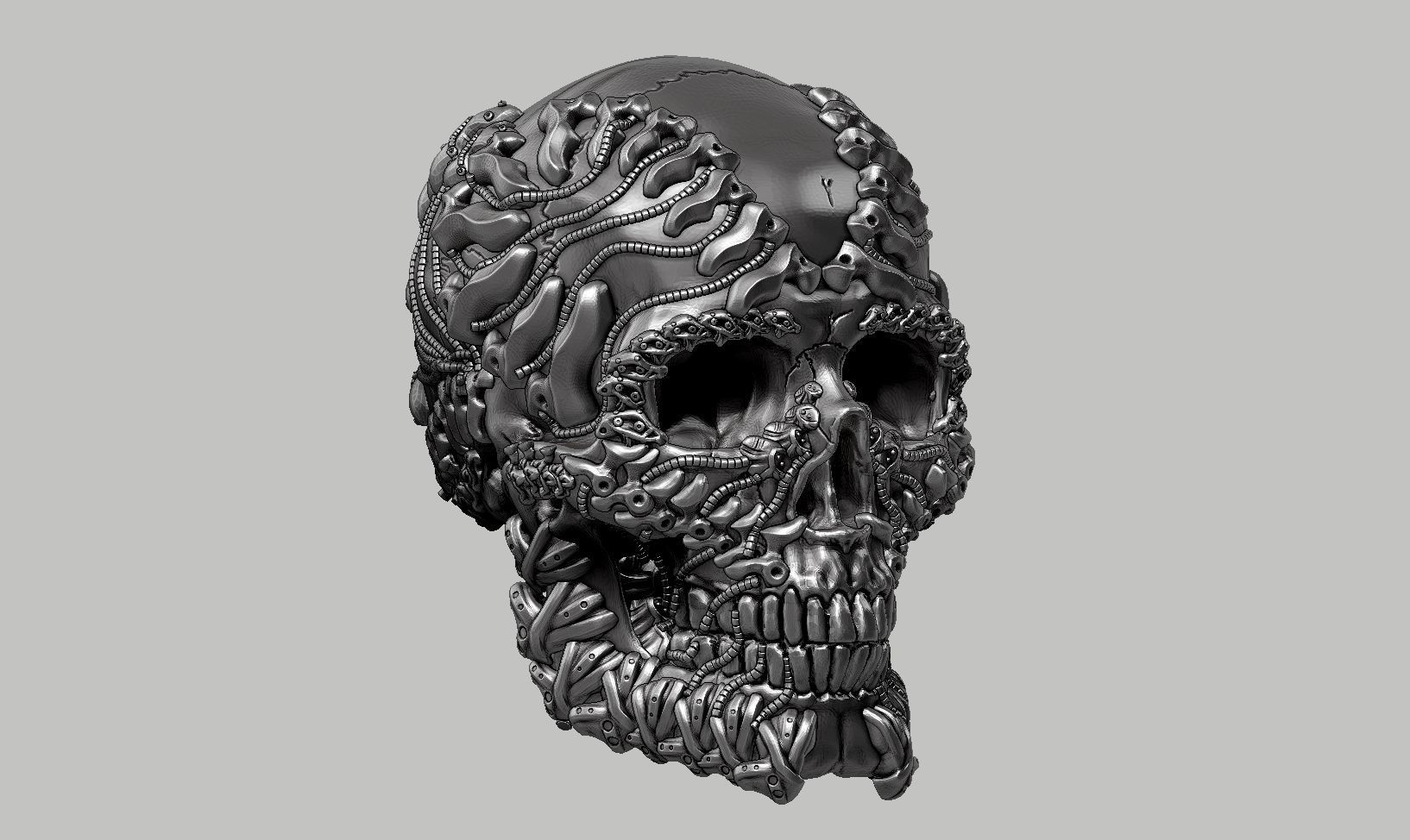 skull robot head a30 3D print model_3