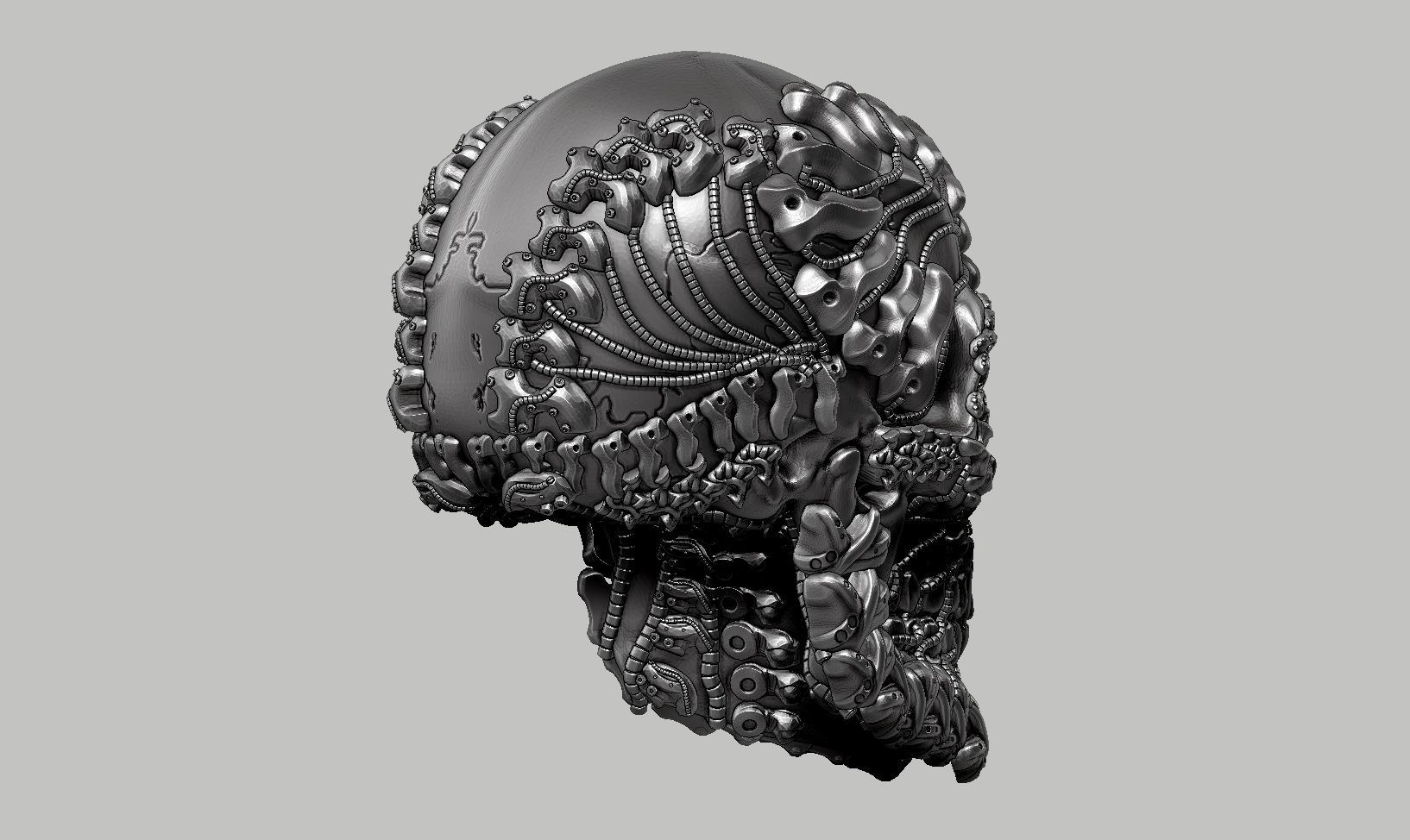 skull robot head a30 3D print model_6