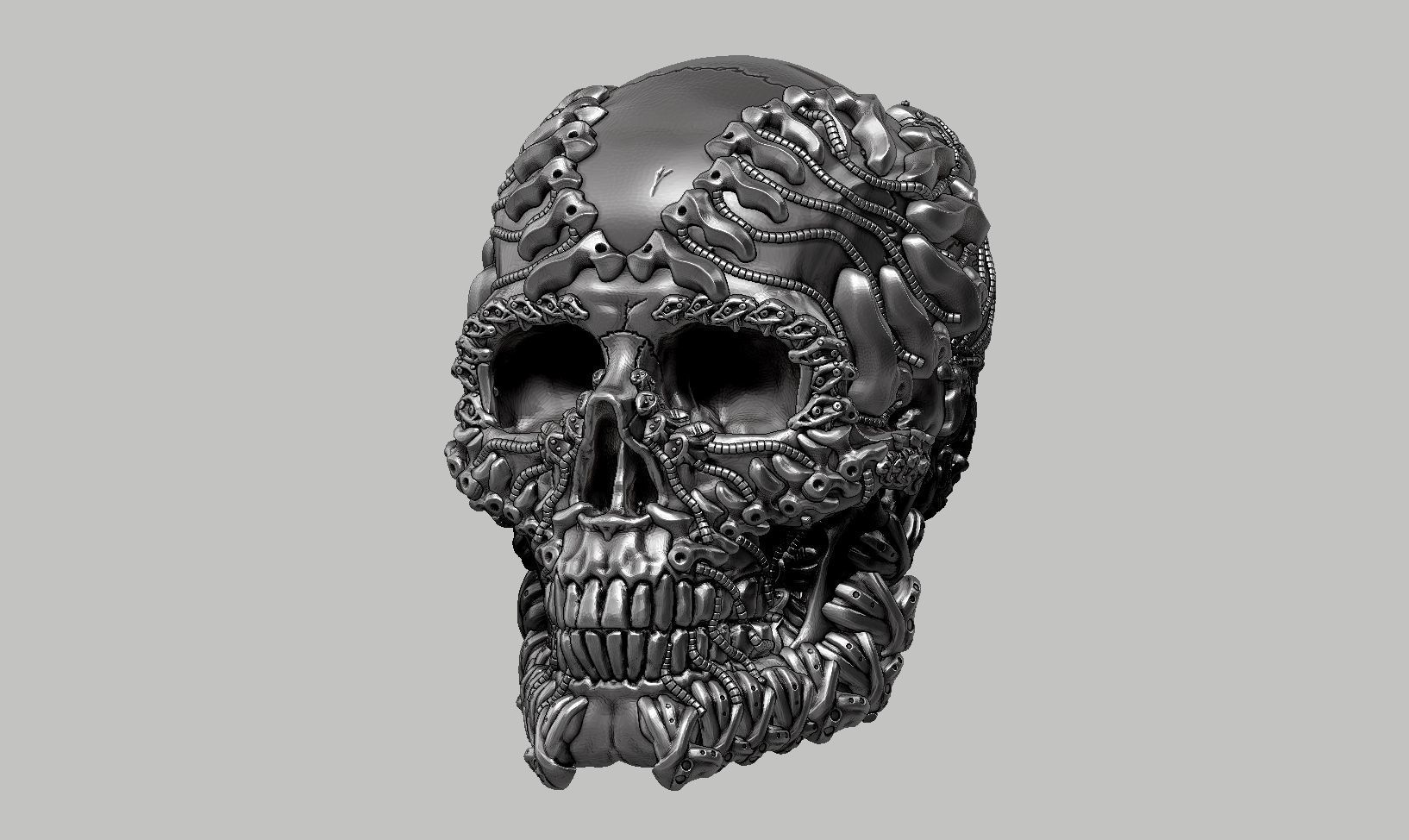 skull robot head a30 3D print model_11