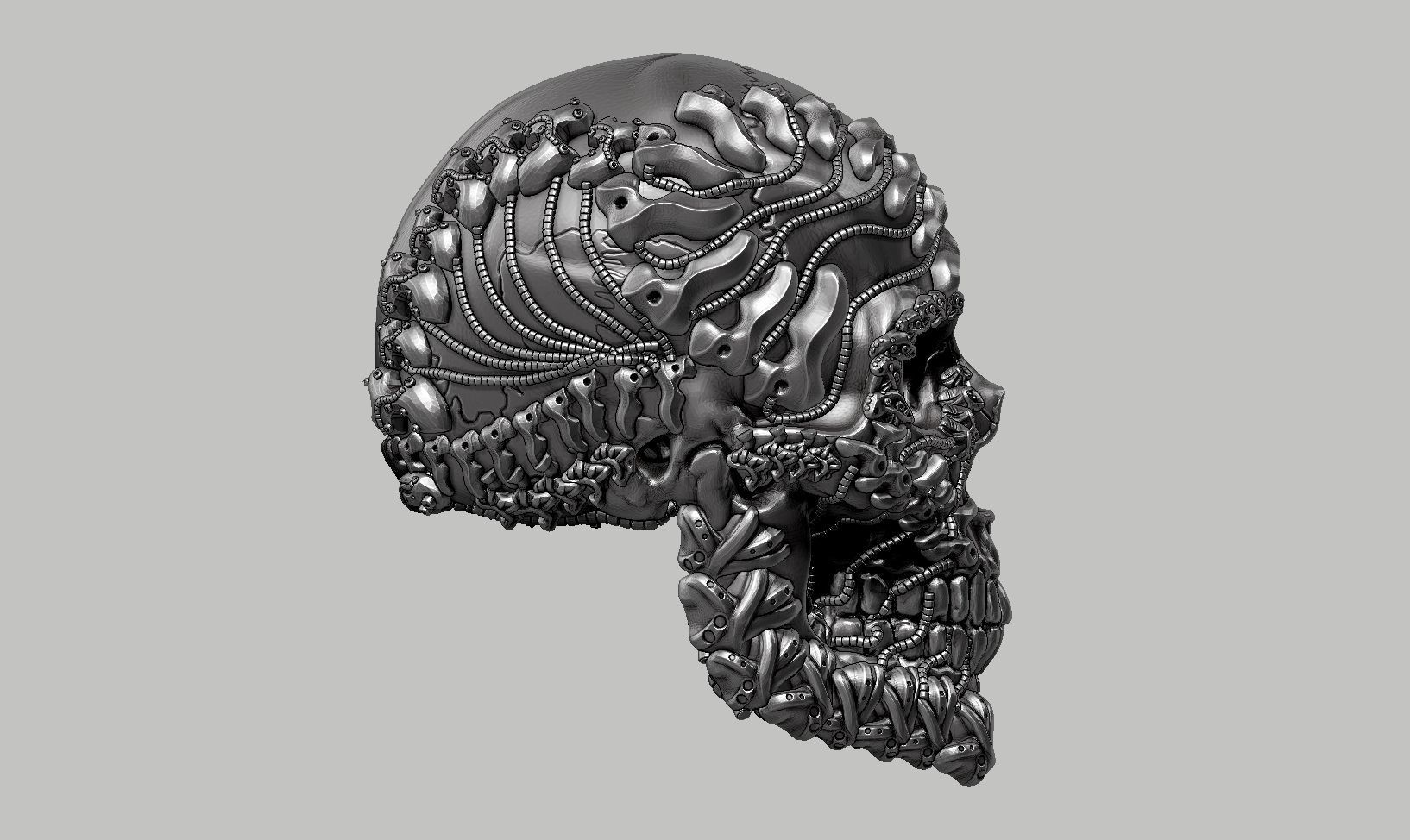 skull robot head a30 3D print model_5