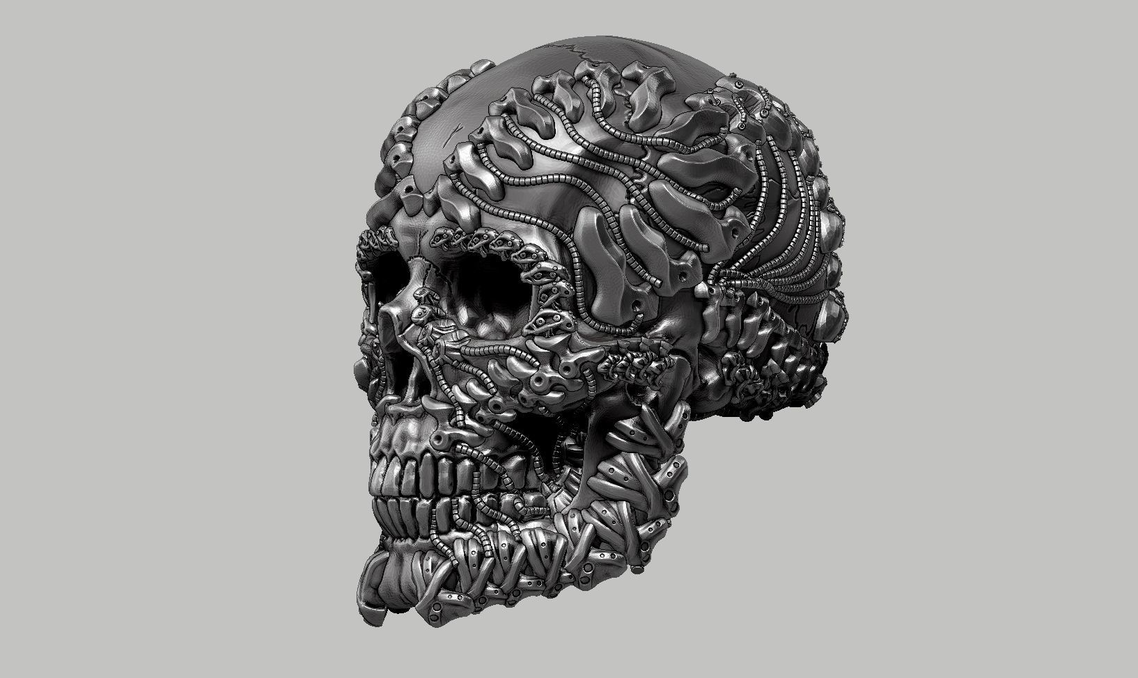 skull robot head a30 3D print model_10