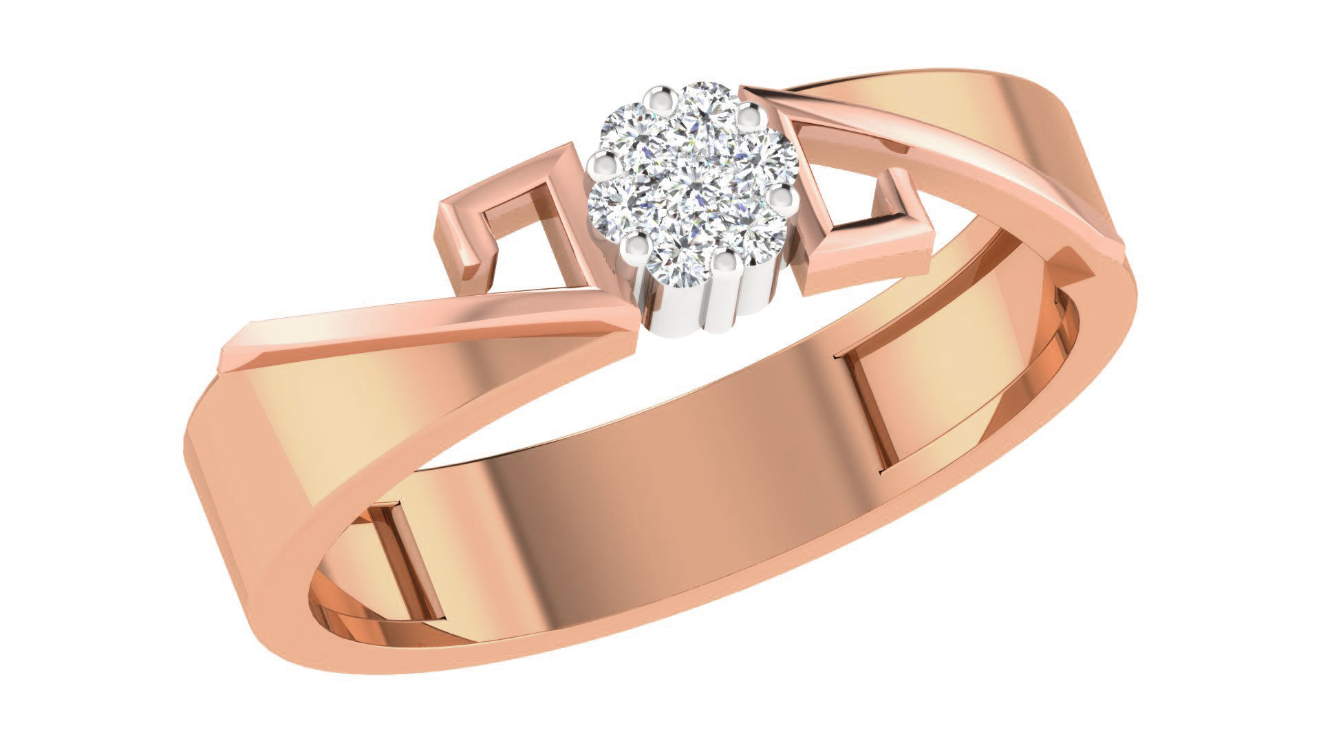 Diamond Solitaire Couple Band Ring 3dm stl render detail  3D print model_3