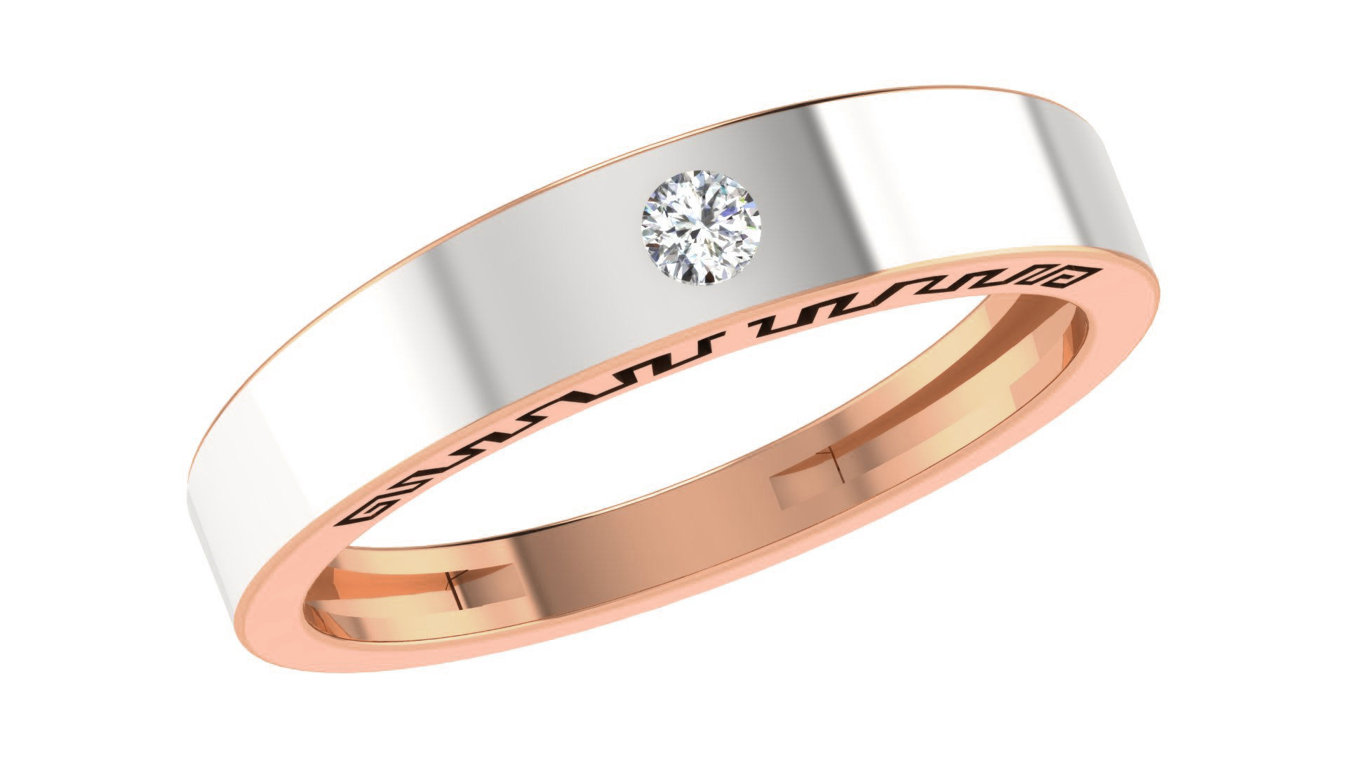Diamond Solitaire Couple Band Ring 3dm stl render detail 3D print model_2