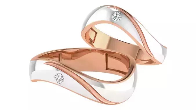 Diamond Couple Band Ring 3dm stl render detail 