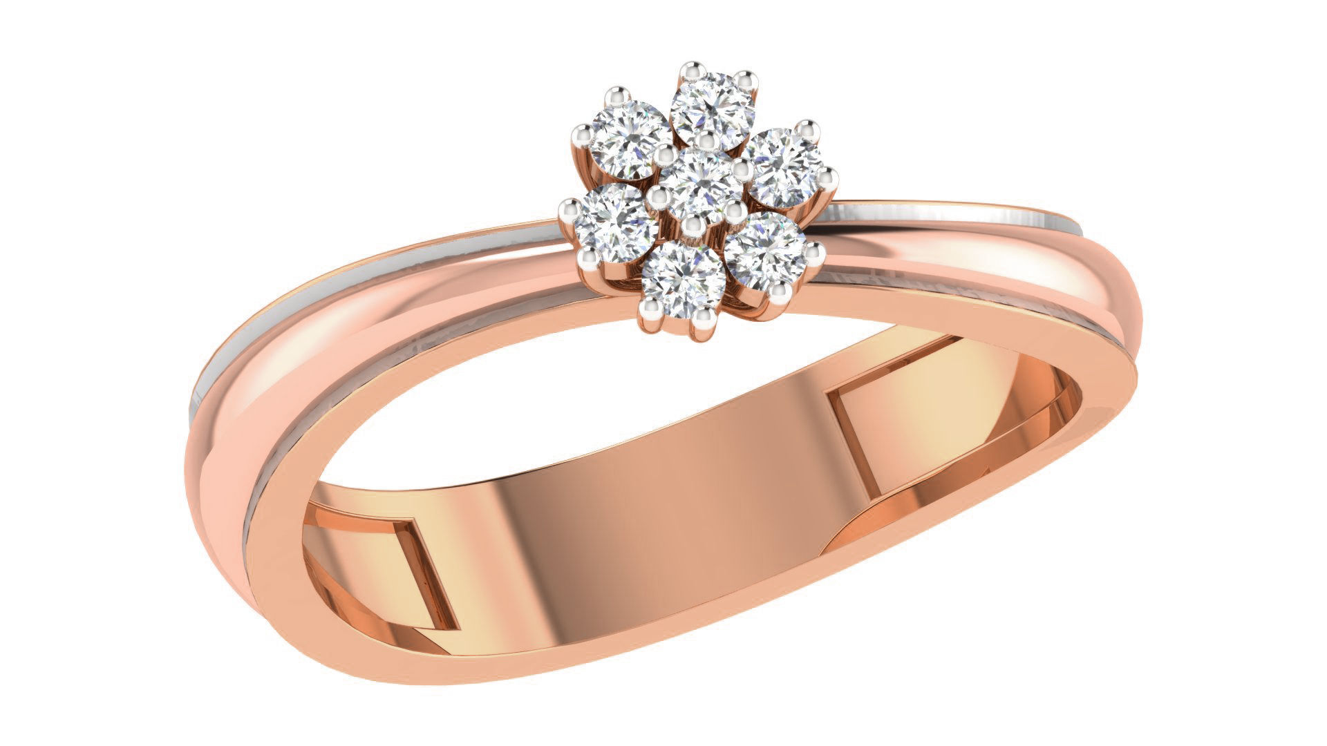 Diamond Couple Band Ring 3dm stl render detail 3D print model_3