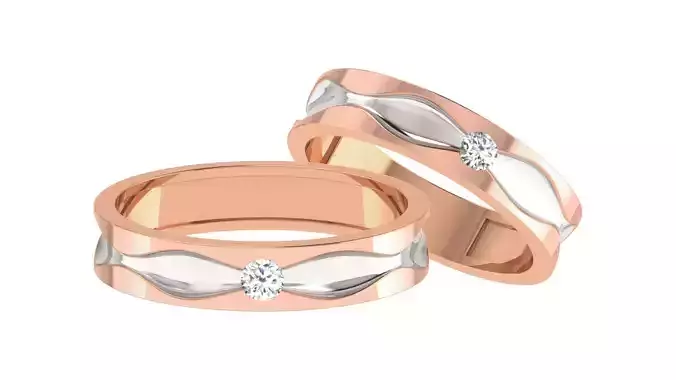 Diamond Couple Band Ring 3dm stl render detail 