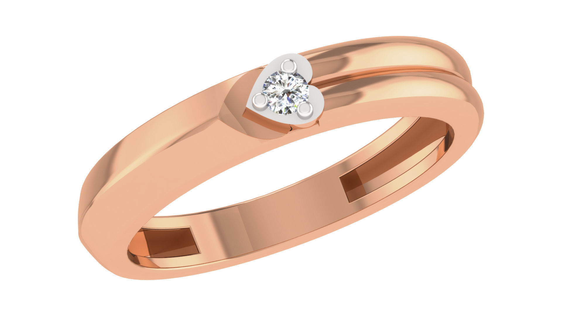 Diamond Solitaire Couple Band Ring 3dm stl render detail  3D print model_2