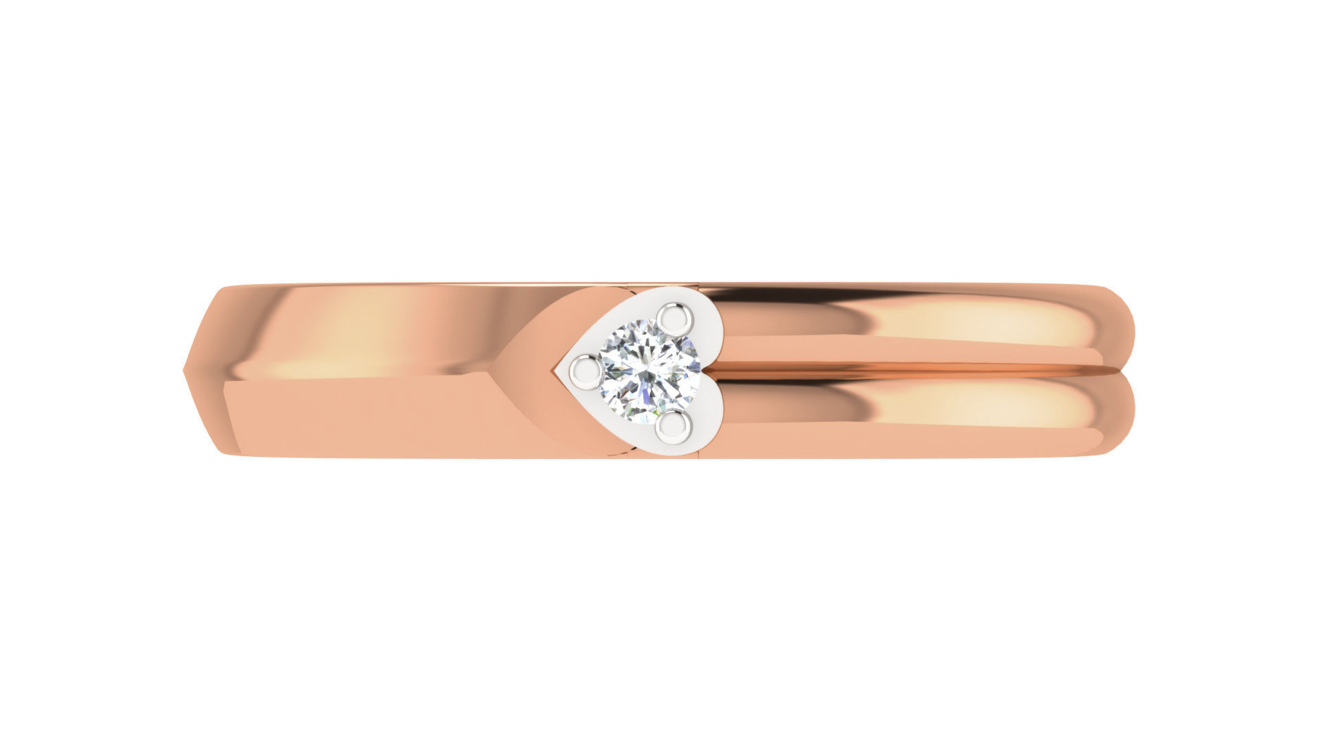 Diamond Solitaire Couple Band Ring 3dm stl render detail  3D print model_8