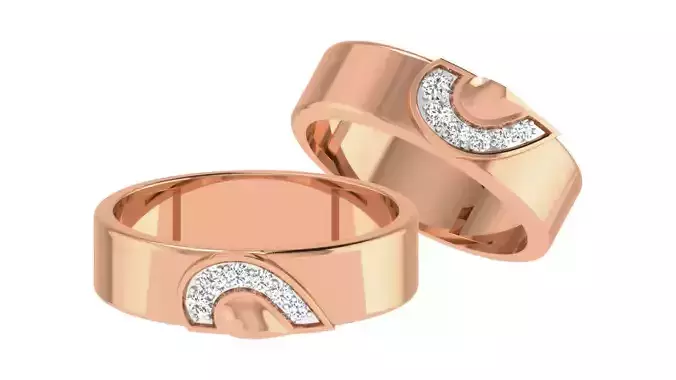 Diamond Couple Band Ring 3dm stl render detail 