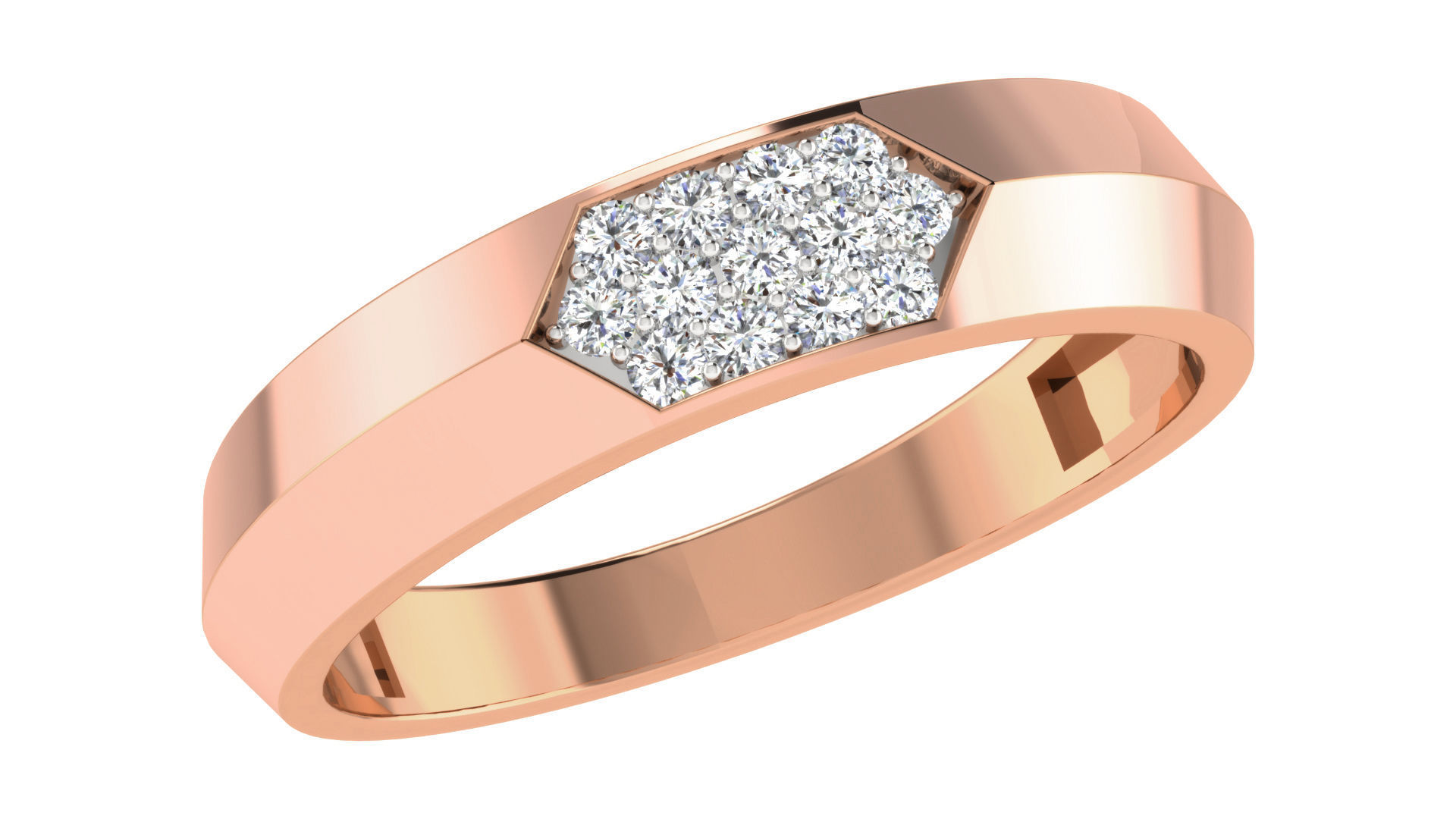 Diamond Couple Band Ring 3dm stl render detail  3D print model_2