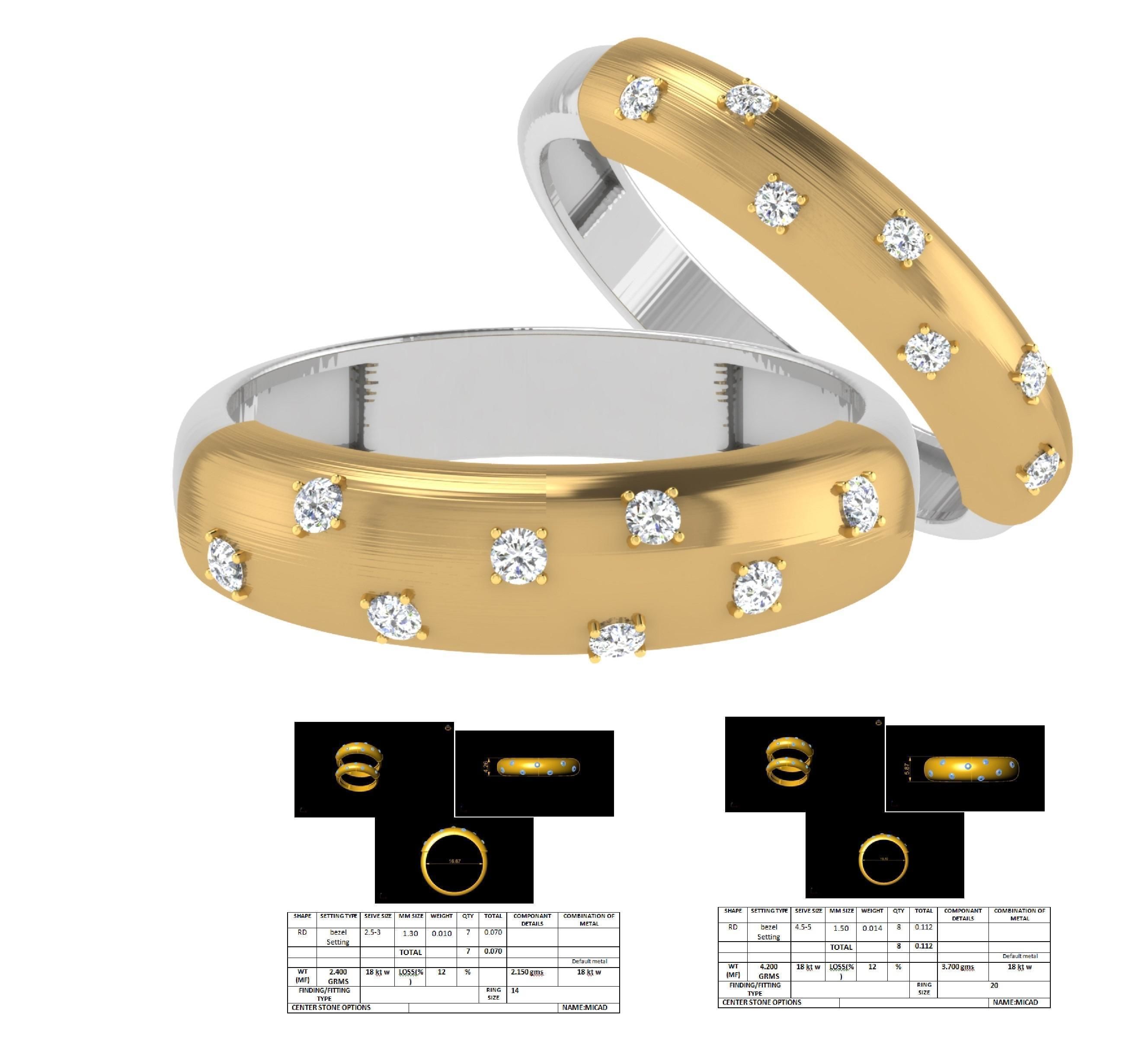 Diamond Couple Band Ring 3dm stl render detail  3D print model_1