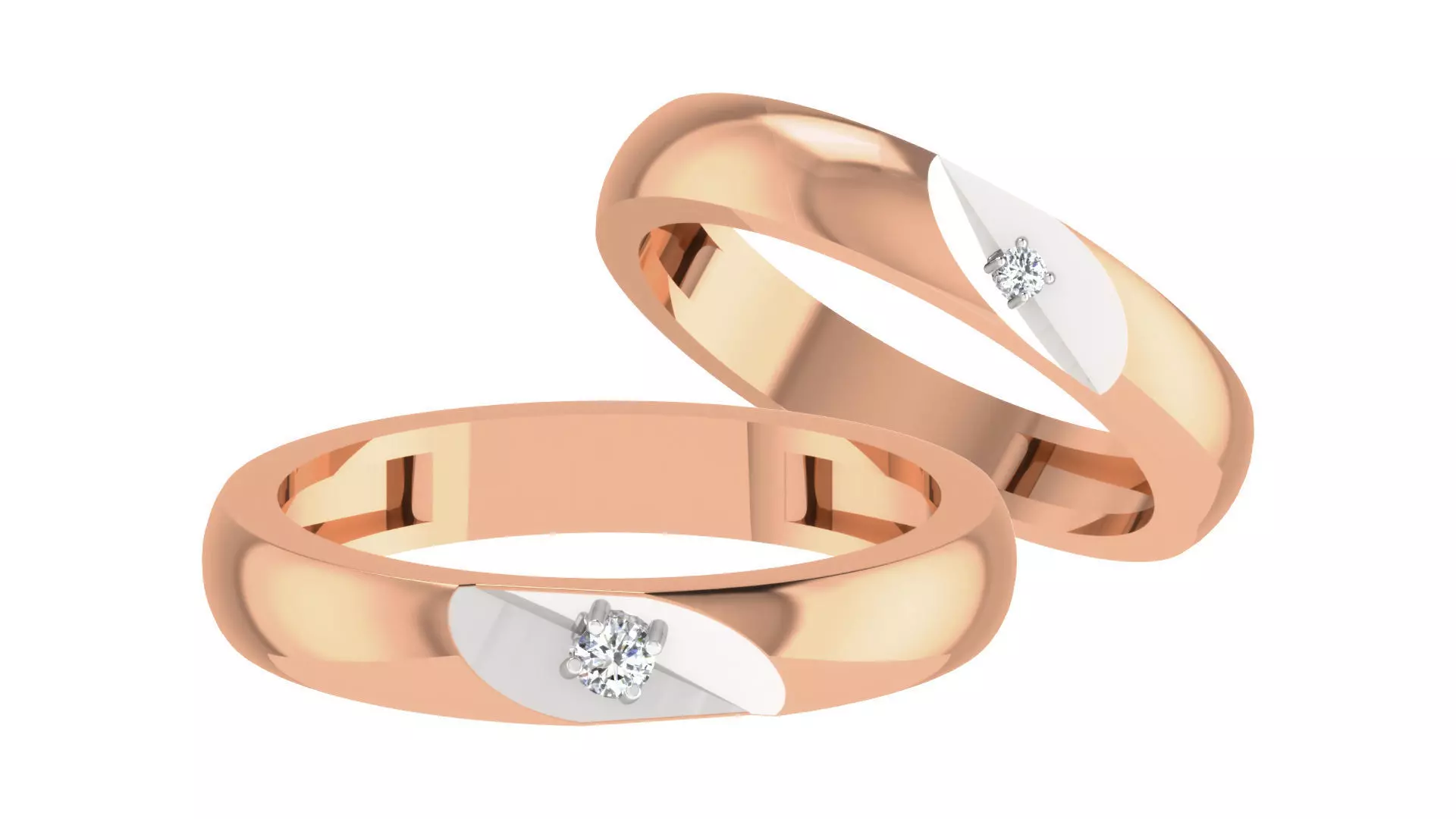 Diamond Couple Band Ring 3dm stl render detail 3D print model_0