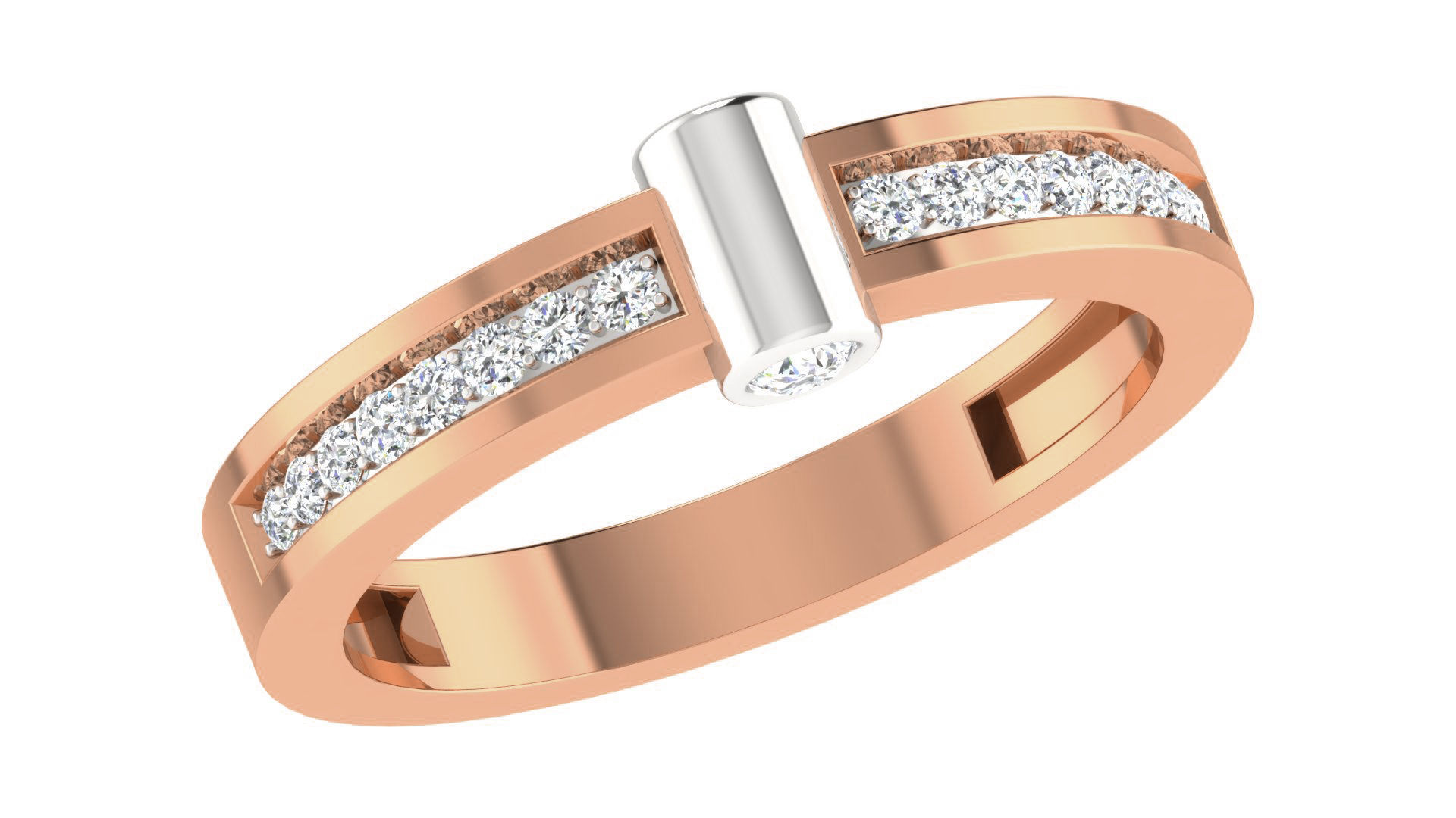 Diamond Couple Band Ring 3dm stl render detail 3D print model_2