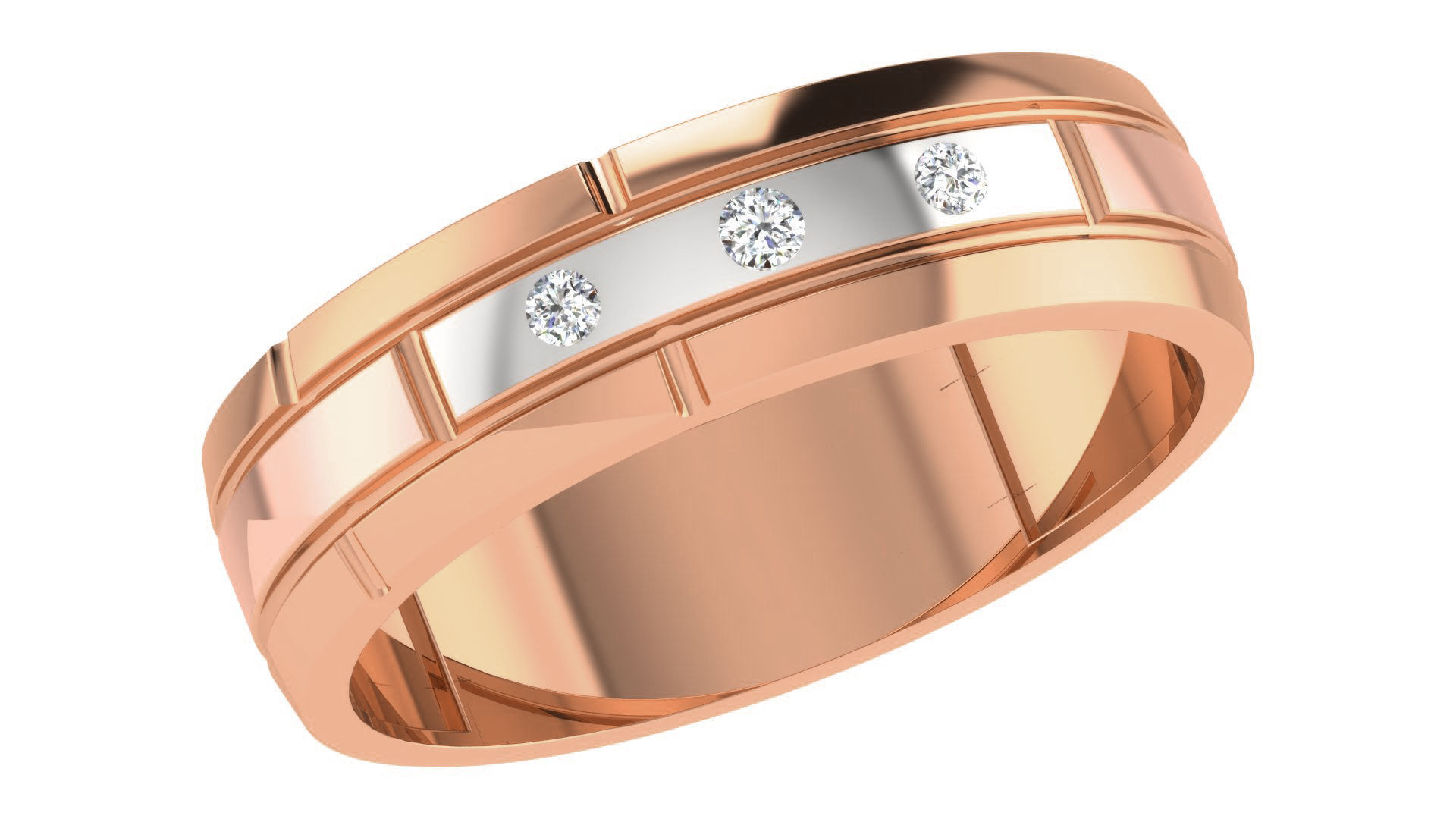 Diamond Couple Band Ring 3dm stl render detail 3D print model_6