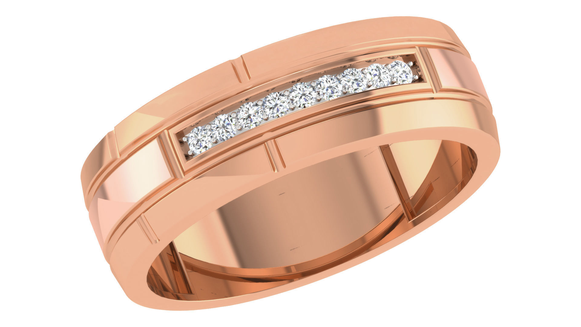 Diamond Couple Band Ring 3dm stl render detail 3D print model_2