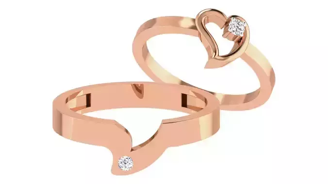 Diamond Couple Band Ring 3dm stl render detail 