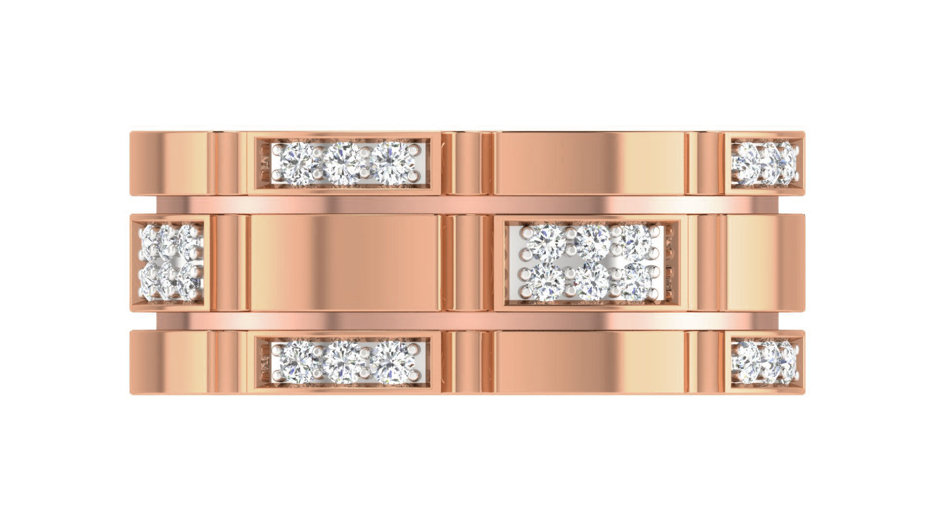 Diamond Couple Band Ring 3dm stl render detail  3D print model_9