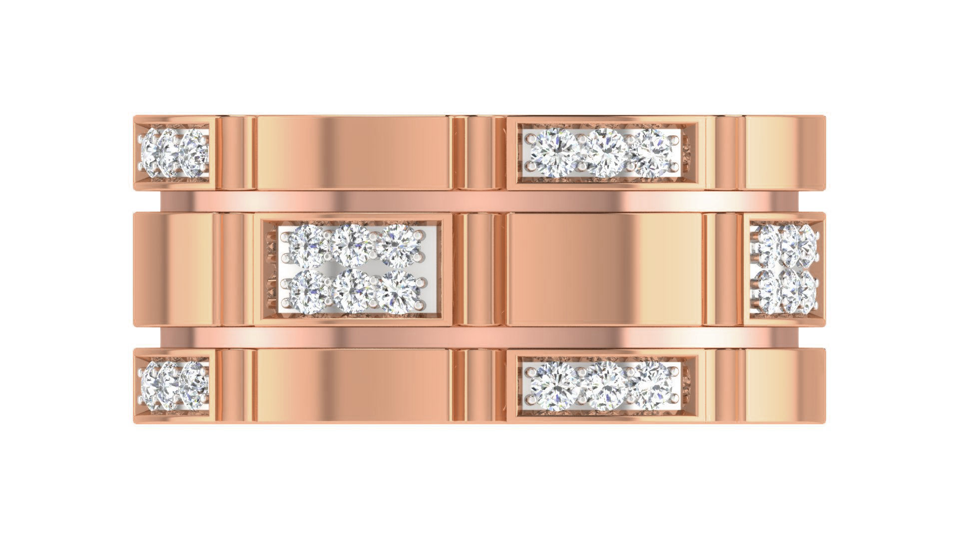 Diamond Couple Band Ring 3dm stl render detail  3D print model_5