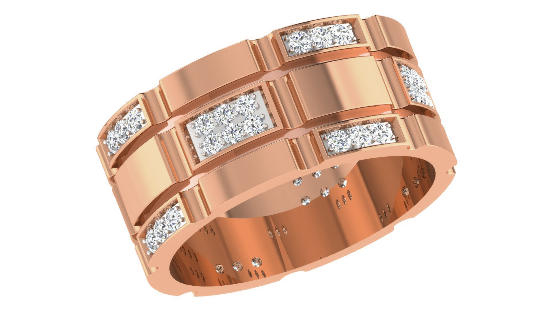 Diamond Couple Band Ring 3dm stl render detail  3D print model_2