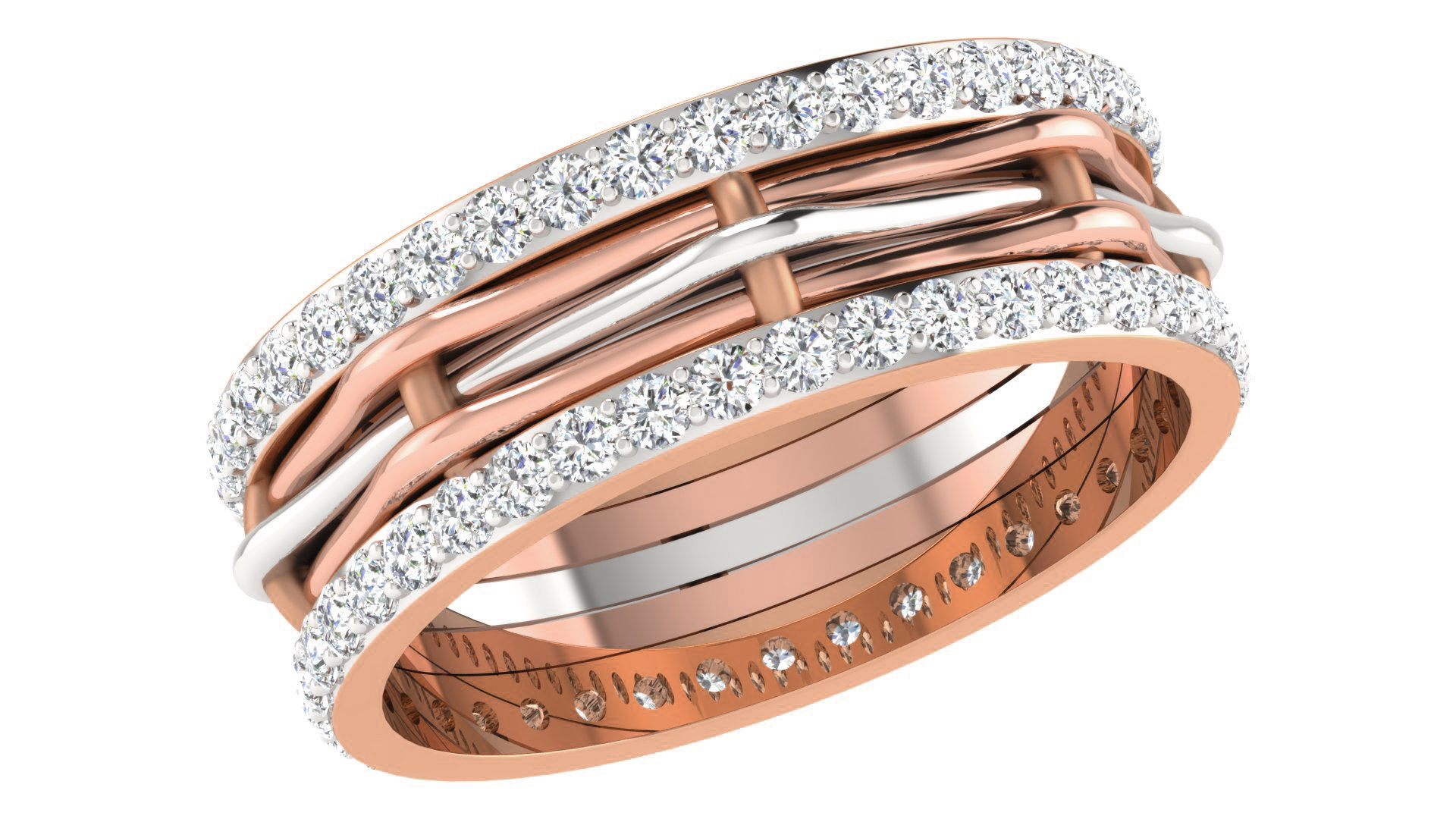 Diamond Couple Band Ring 3dm stl render detail  3D print model_2