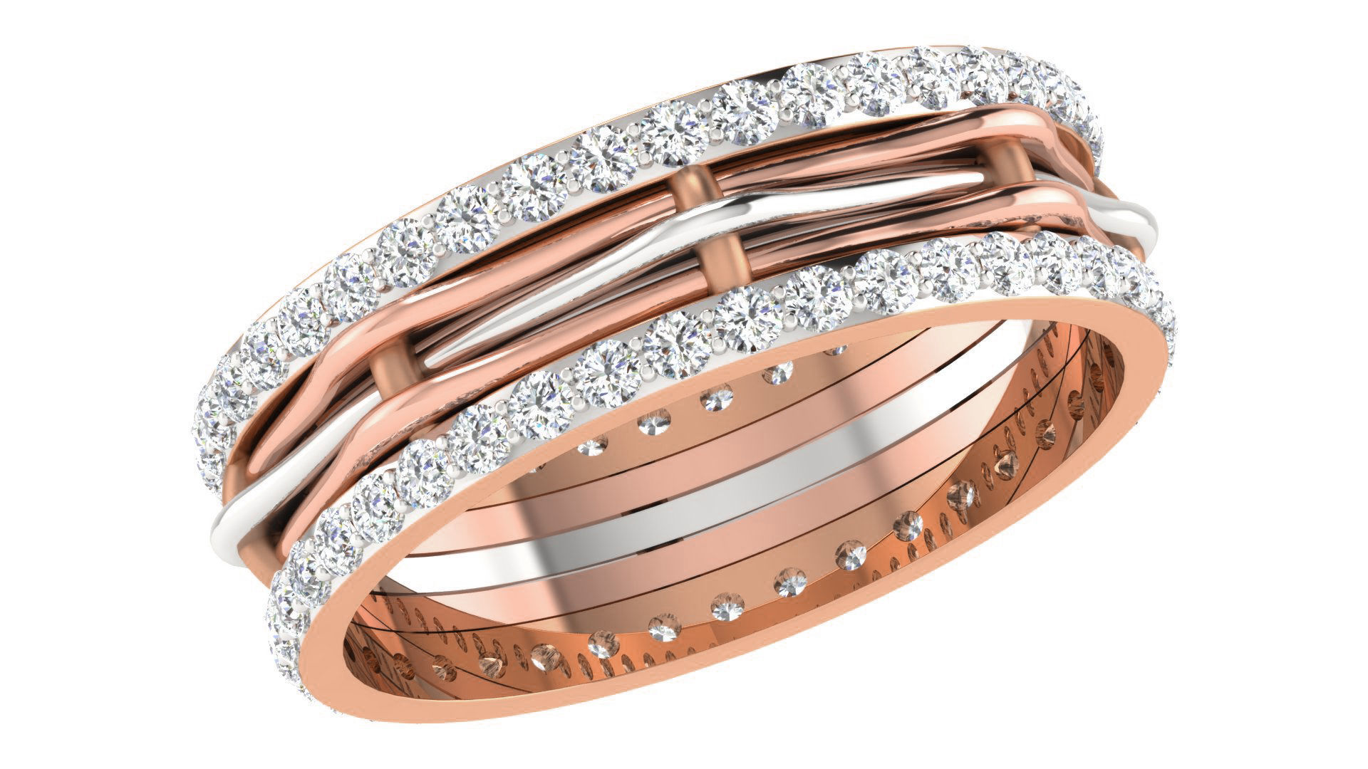 Diamond Couple Band Ring 3dm stl render detail  3D print model_6