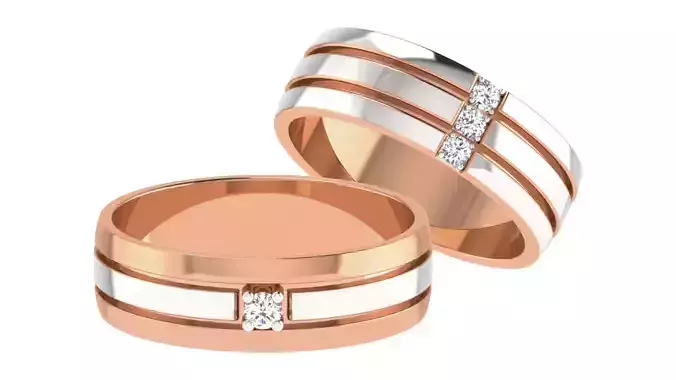 Diamond Couple Band Ring 3dm stl render detail 