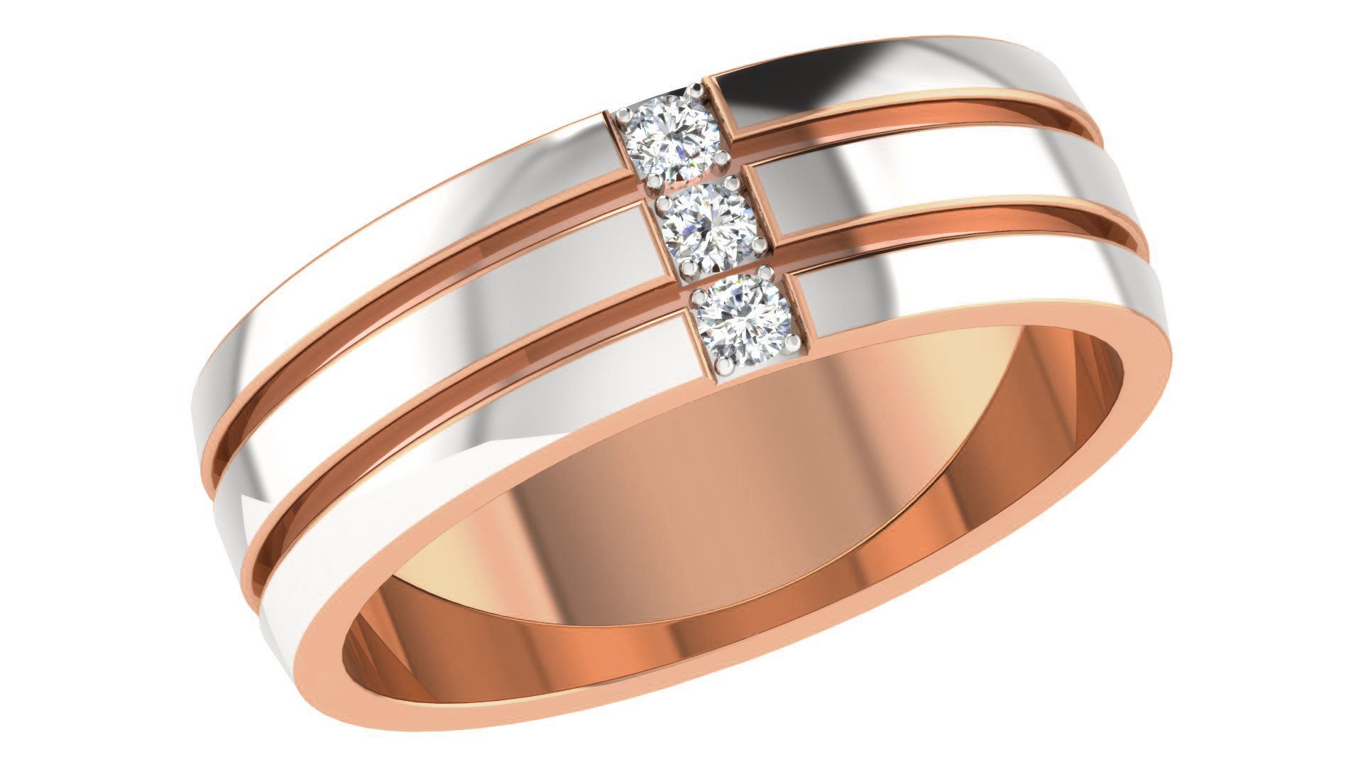 Diamond Couple Band Ring 3dm stl render detail  3D print model_2