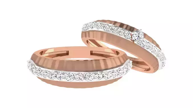 Diamond Couple Band Ring 3dm stl render detail 