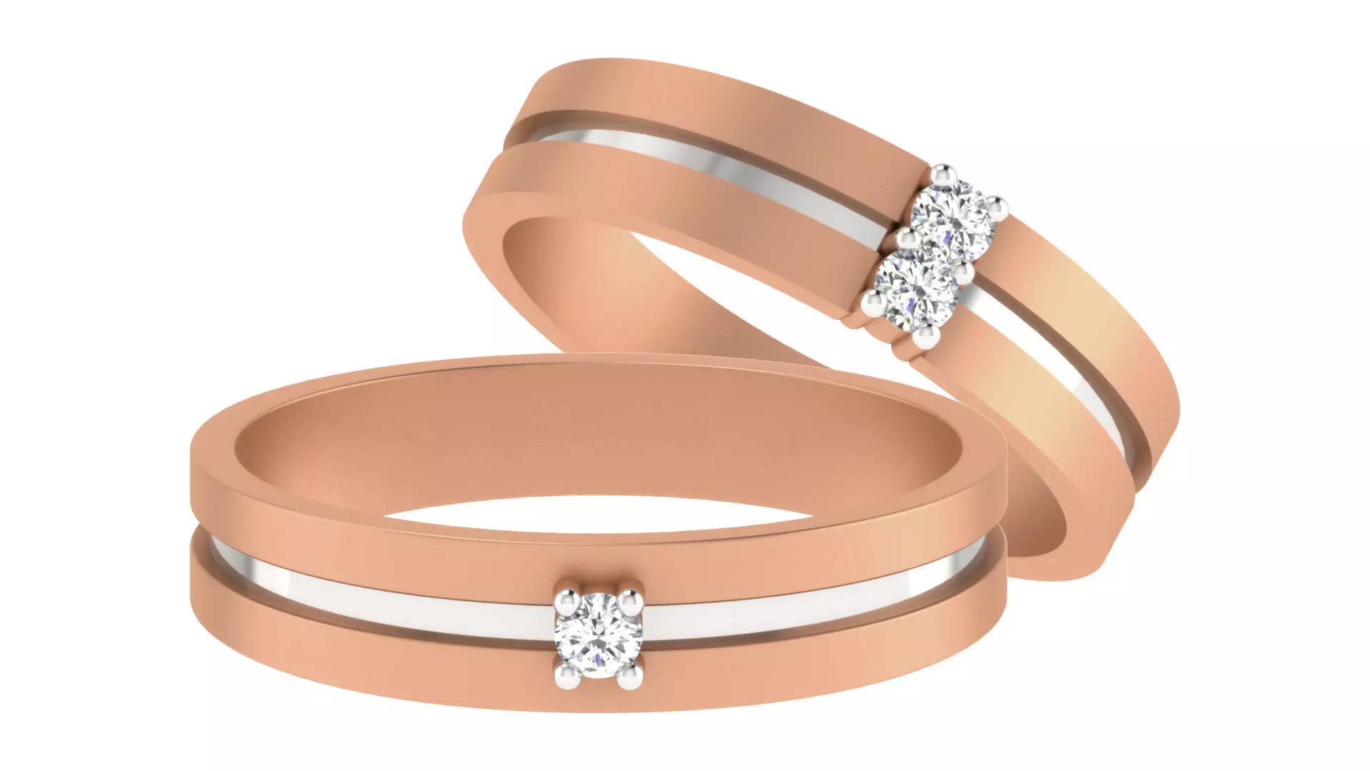 Diamond Couple Band Ring 3dm stl render detail  3D print model_0