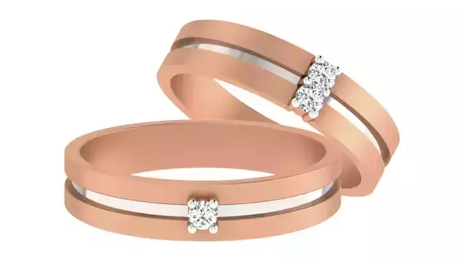 Diamond Couple Band Ring 3dm stl render detail 