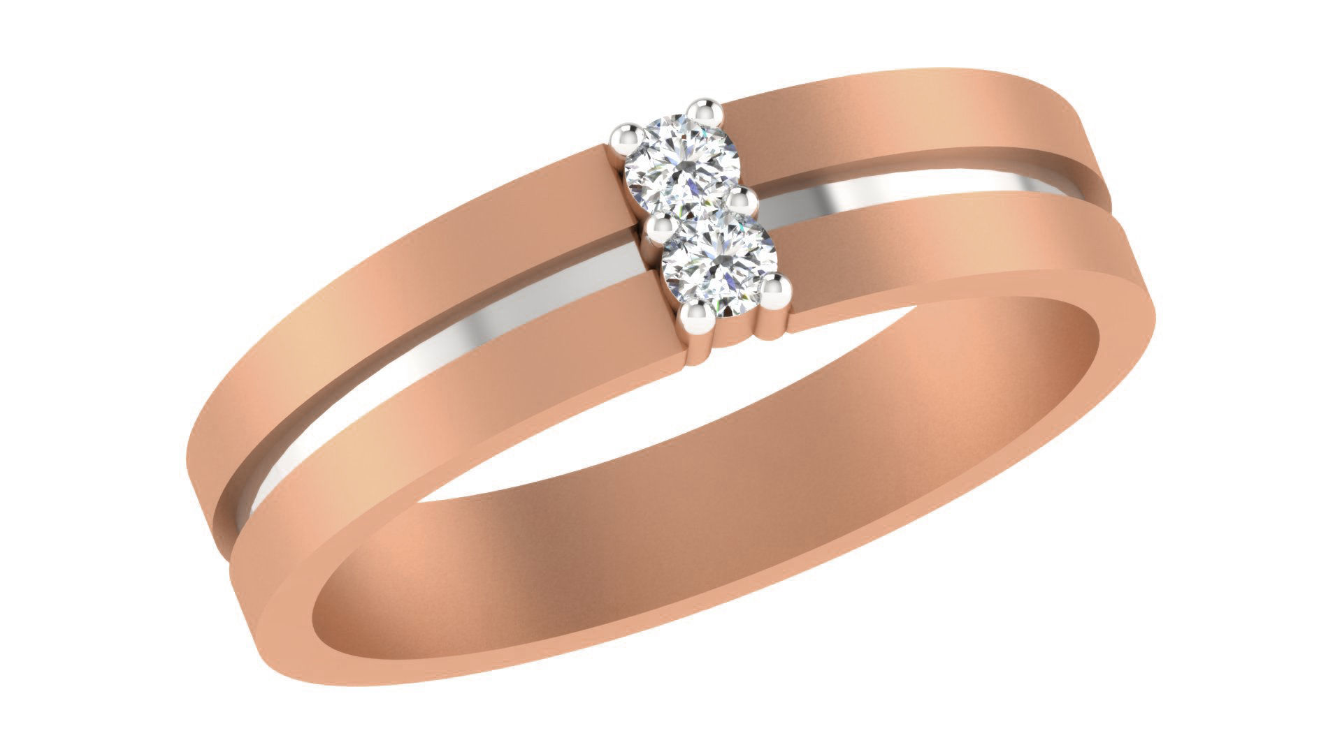 Diamond Couple Band Ring 3dm stl render detail  3D print model_2