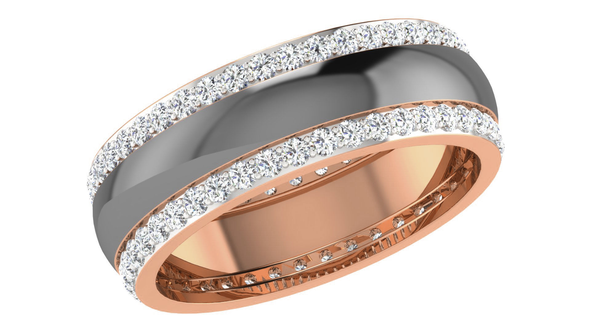 Diamond Couple Band Ring 3dm stl render detail 3D print model_2