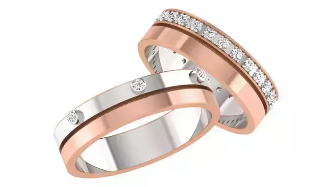 Diamond Couple Band Ring 3dm stl render detail 
