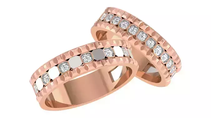 Diamond Couple Band Ring 3dm stl render detail 