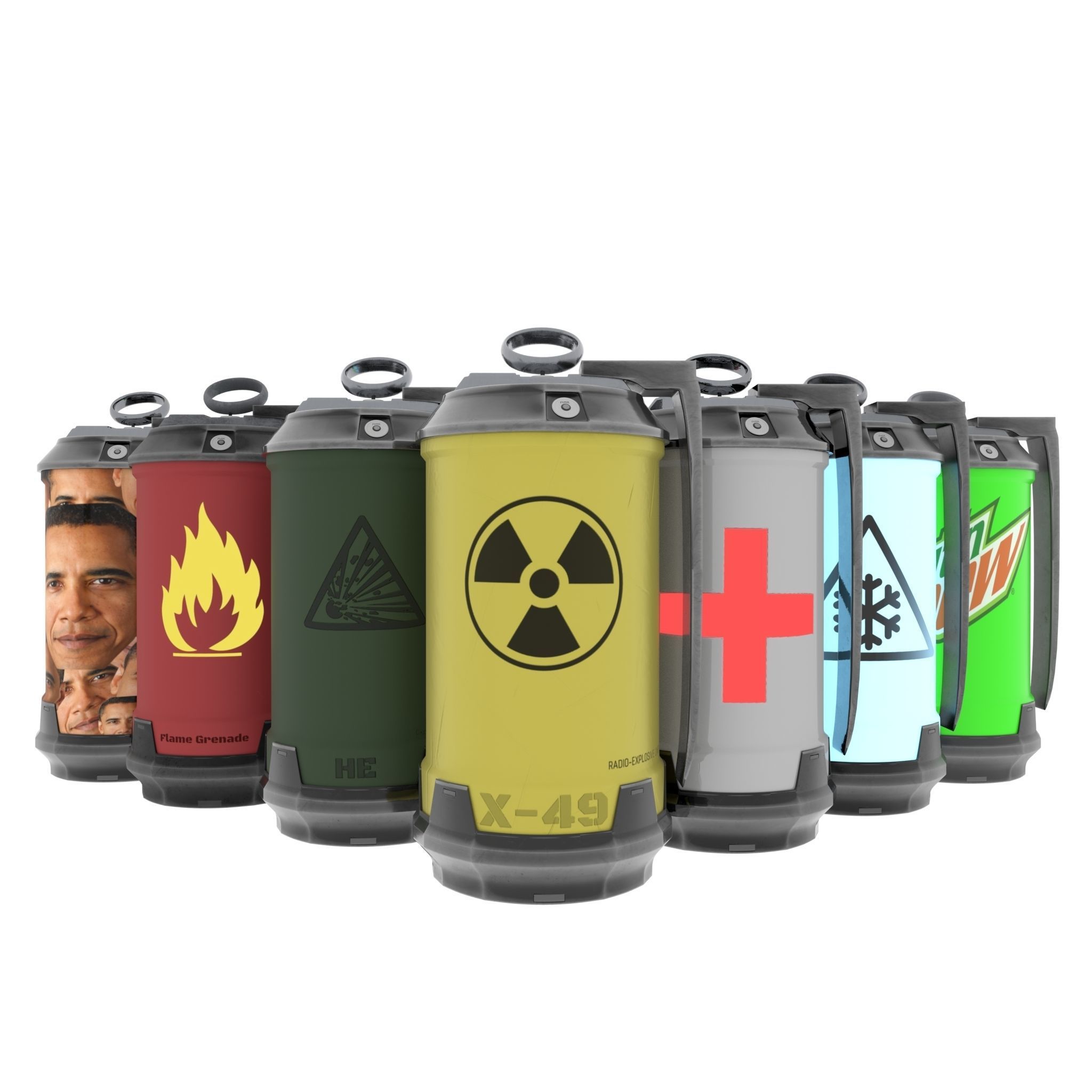 Futuristic Atomic Grenade Low-poly 3D model_10