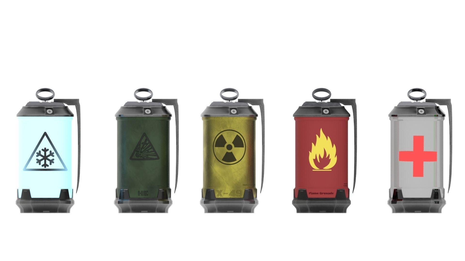 Futuristic Atomic Grenade Low-poly 3D model_12