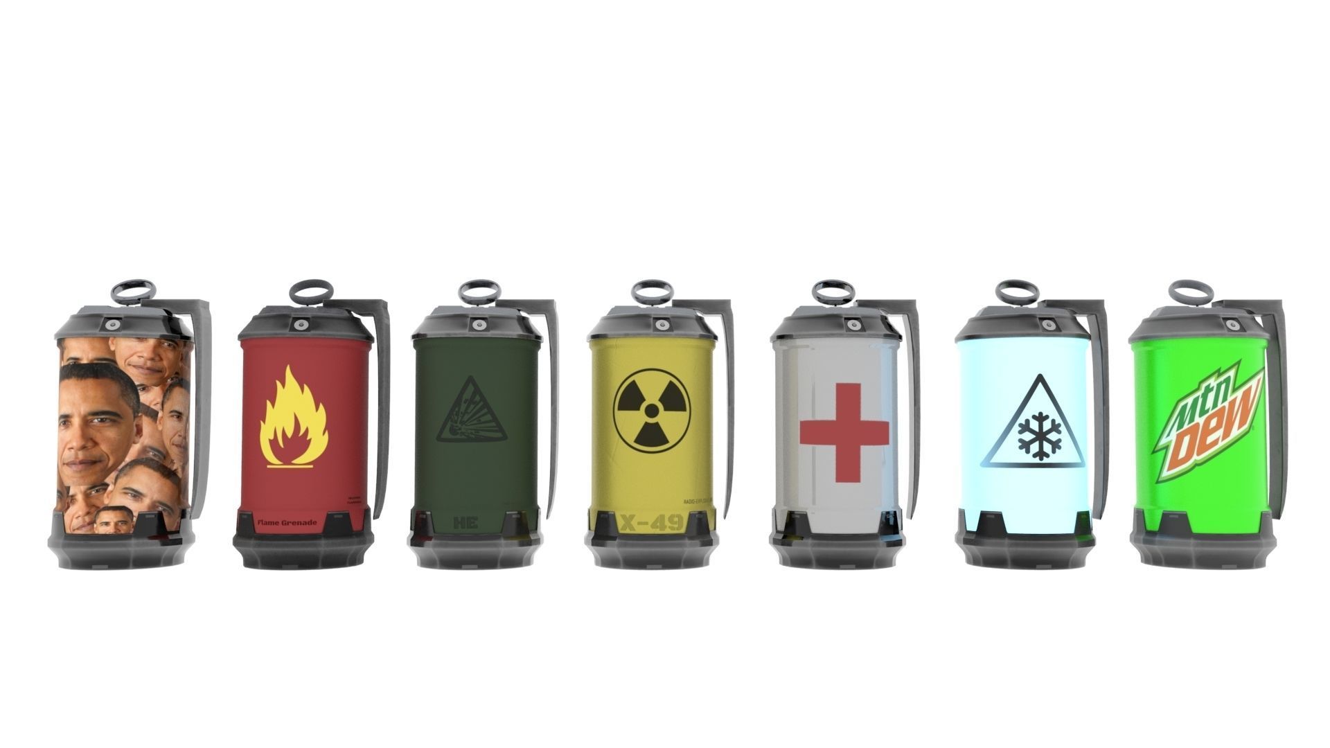 Futuristic Atomic Grenade Low-poly 3D model_13