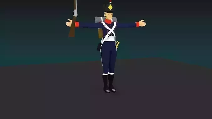 Chasseur light infantery napoleon Low-poly 3D model