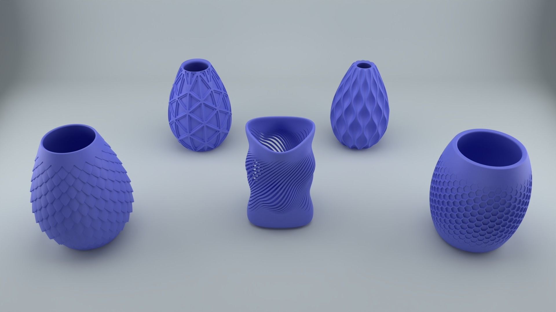 Vase collection bottle with wave pattern 3D print model_1
