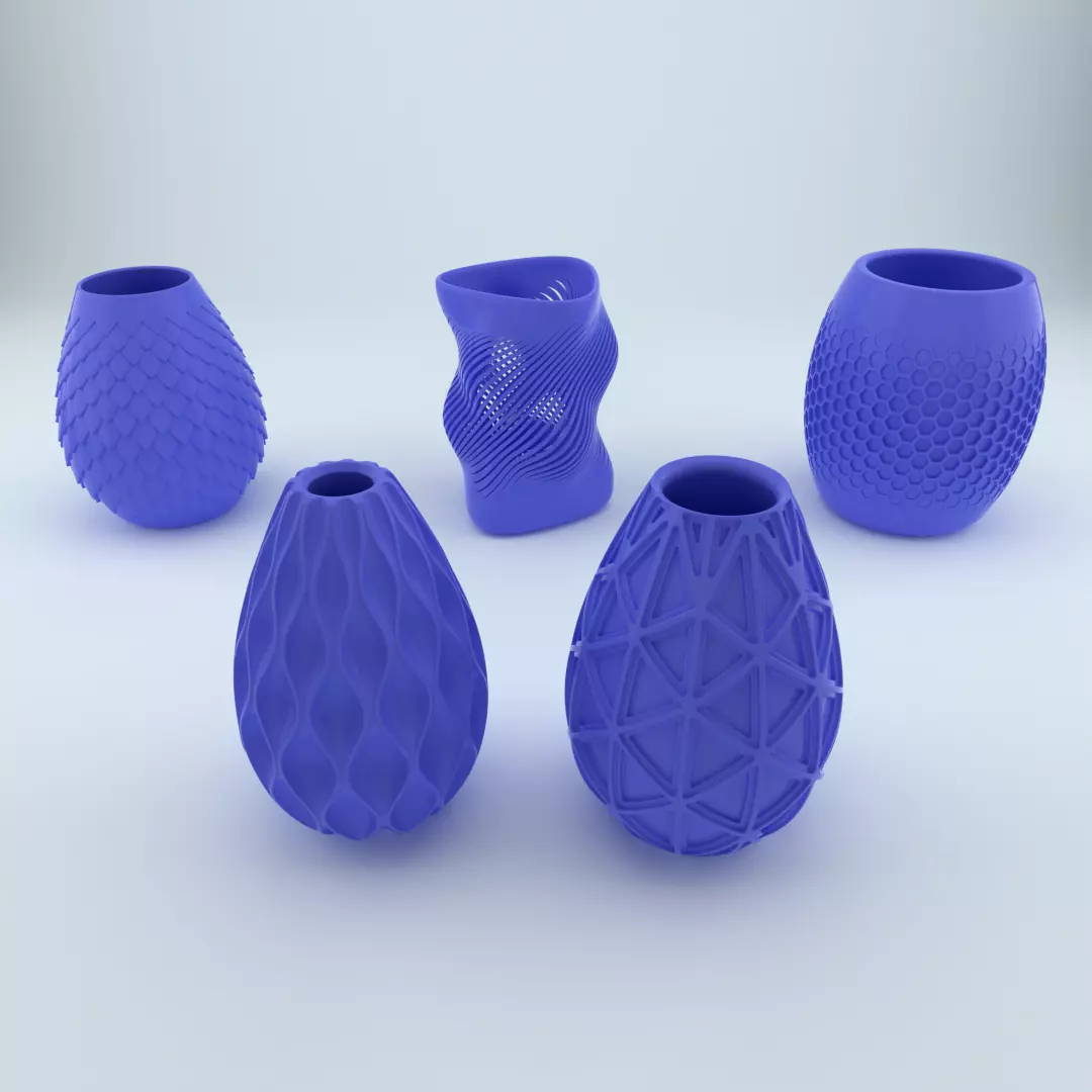 Vase collection bottle with wave pattern 3D print model_0