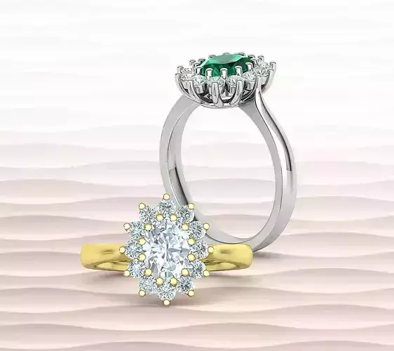Diana Diamond Ring 8x6 Oval Stone 3D print model 3D print model