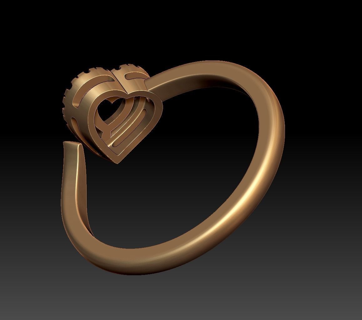 Heart Shaped Engagement Ring 3D print model_13