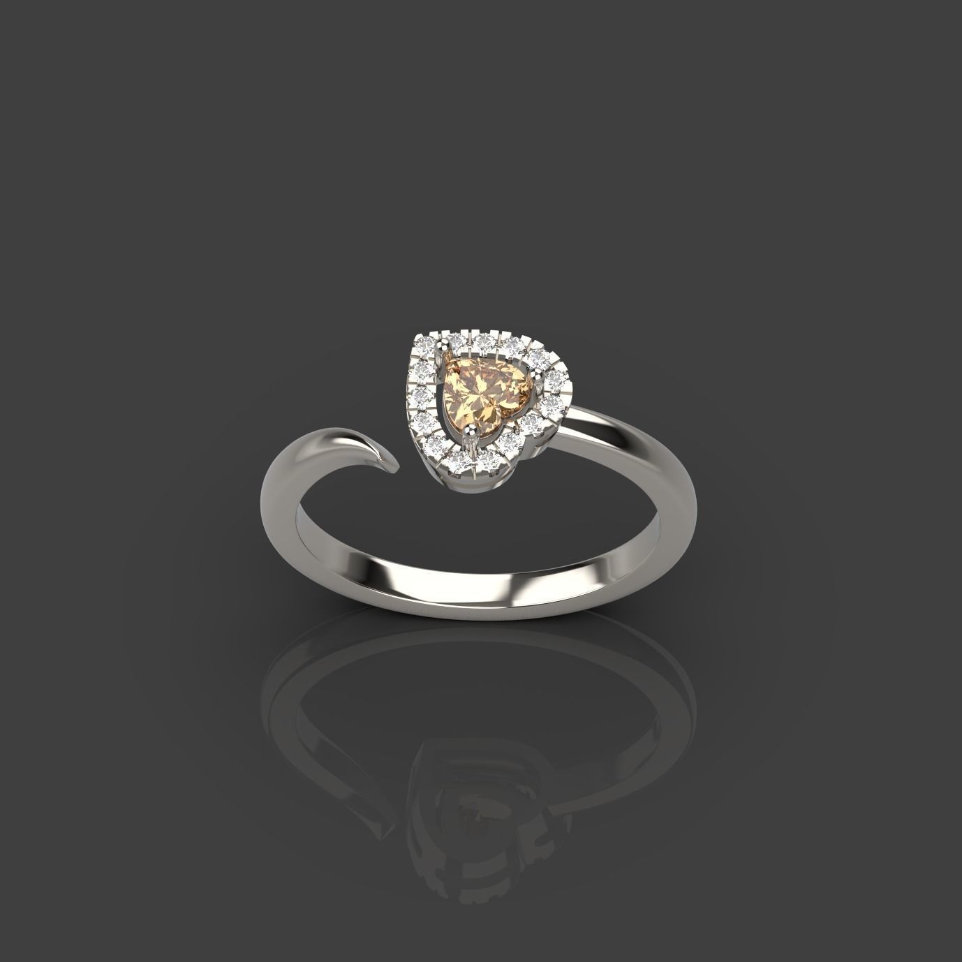 Heart Shaped Engagement Ring 3D print model_4