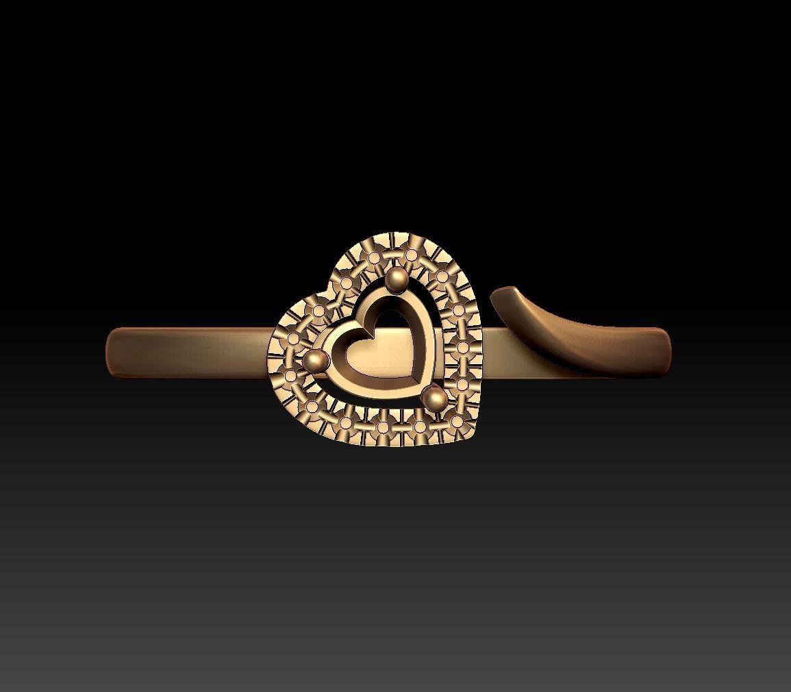 Heart Shaped Engagement Ring 3D print model_10