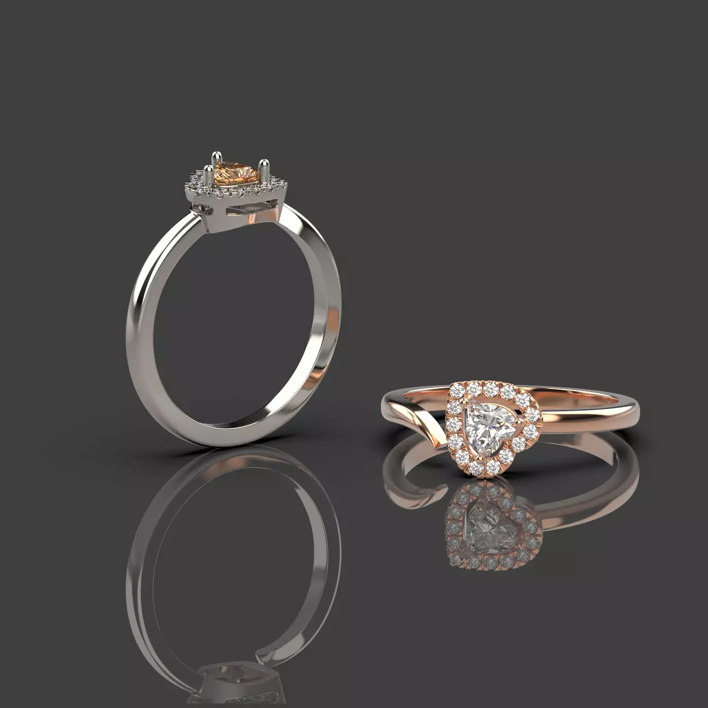 Heart Shaped Engagement Ring 3D print model_0